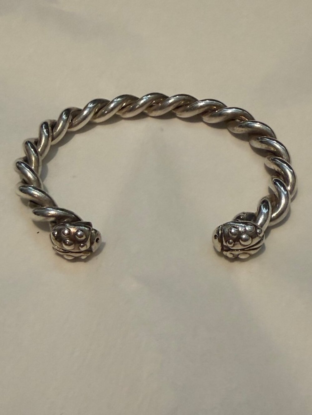 Dian Malouf Silver 925 Twisted Ladybug Cuff Bracelet